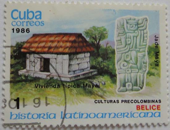 Cuba. Vivienda tipica Maya. Culturas Precolombinas. Belice. 1986